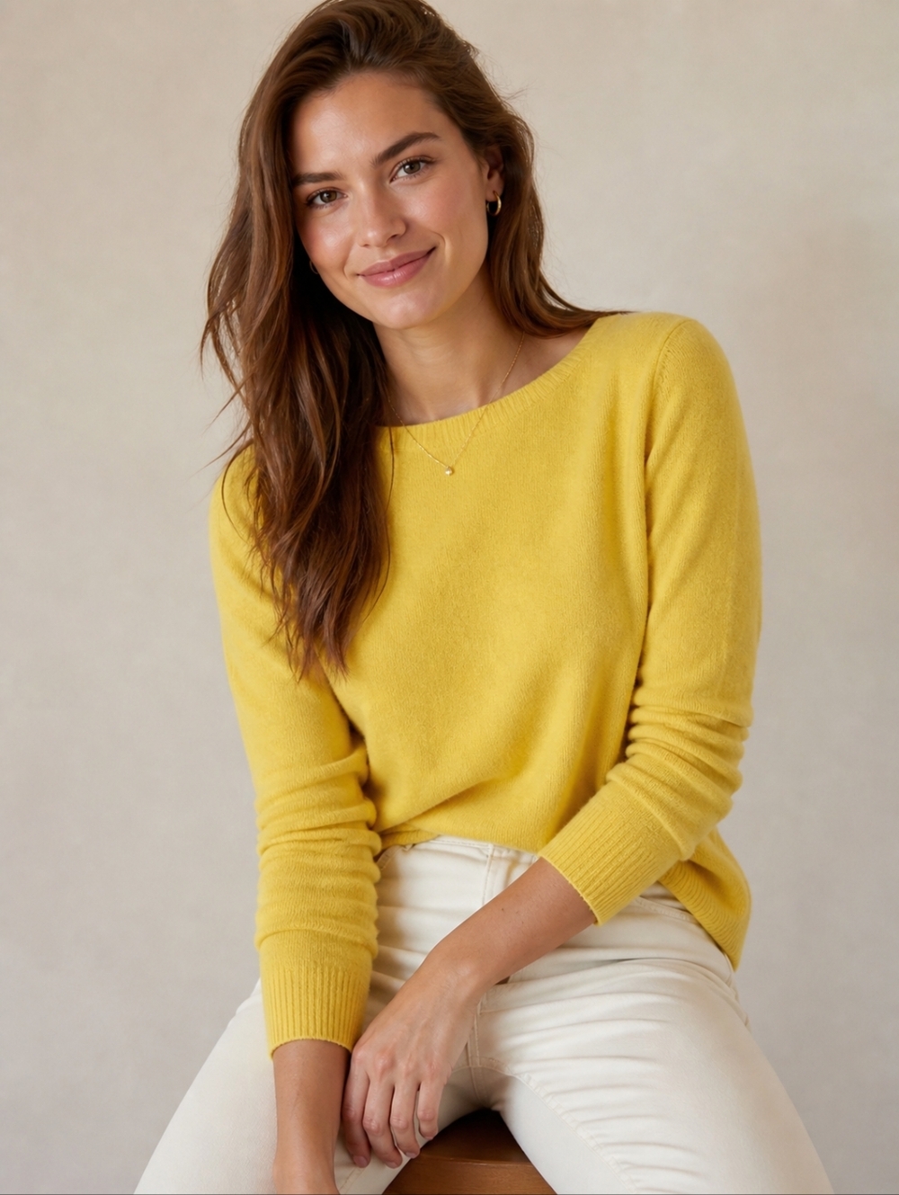 Halogen Yellow Scoop Neck Sweater